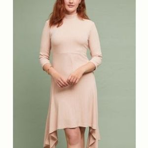 Pink Ribbed Turtleneck Dress (Anthropologie)